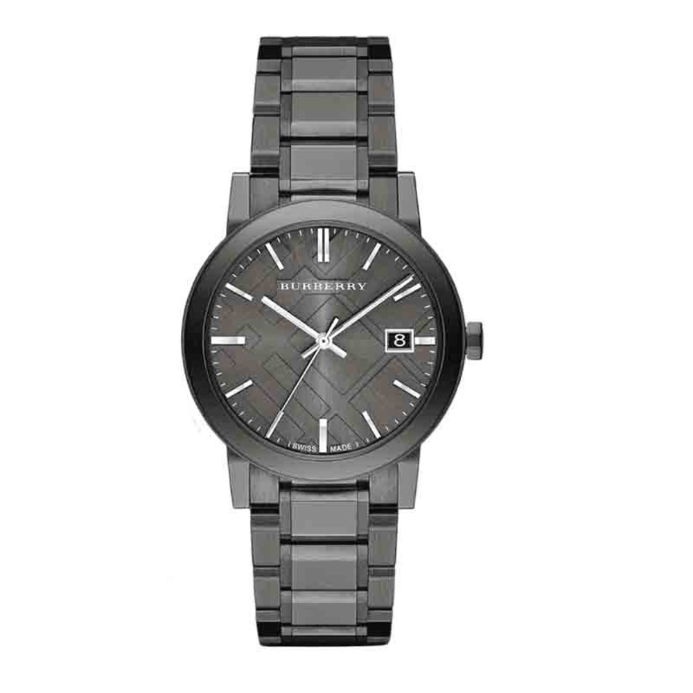 Burberry The City Grey Dial Gunmetal Steel Strap Watch For Men - used condition